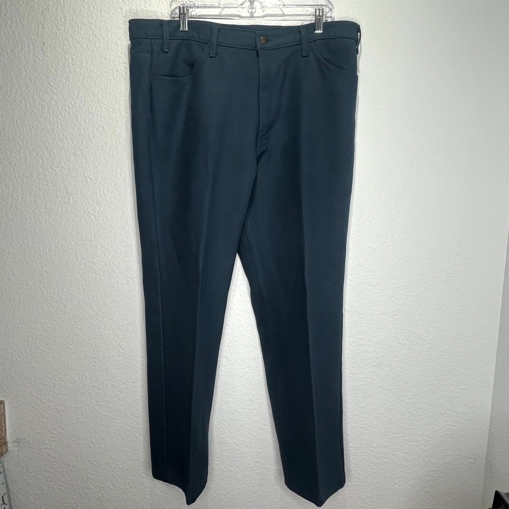 Vintage 90s Levi's Men's Dress Slacks 40x30 Navy Blue Polyester Pants Made n USA